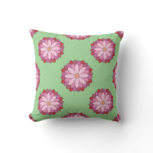 Pastel Pink Green Asian Medallion Floral 