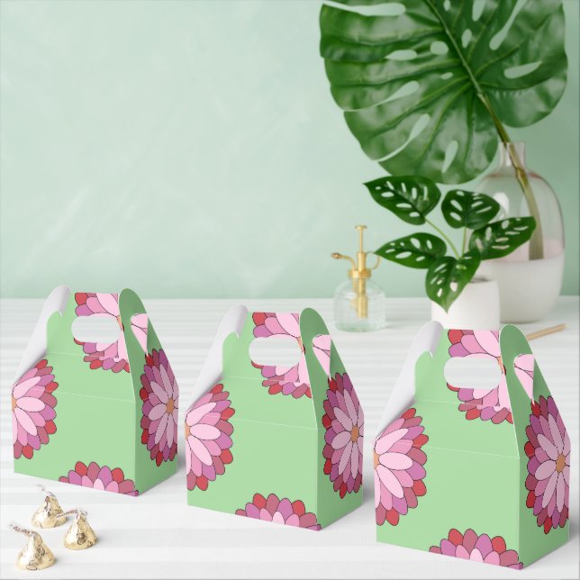 Pastel Pink Green Asian Medallion Floral Favour Box (Multiple)