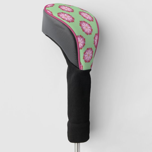 Pastel Pink Green Asian Medallion Floral  Golf Head Cover (Angled)