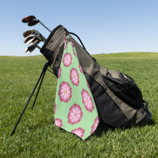 Pastel Pink Green Asian Medallion Floral  Golf Towel