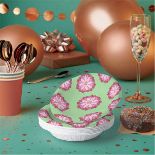 Pastel Pink Green Asian Medallion Floral Paper Plate