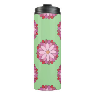 Pastel Pink Green Asian Medallion Floral Thermal Tumbler