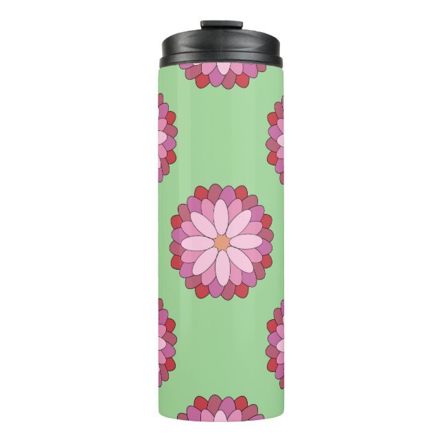 Pastel Pink Green Asian Medallion Floral  Thermal Tumbler (Front)