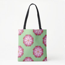 Pastel Pink Green Asian Medallion Floral 