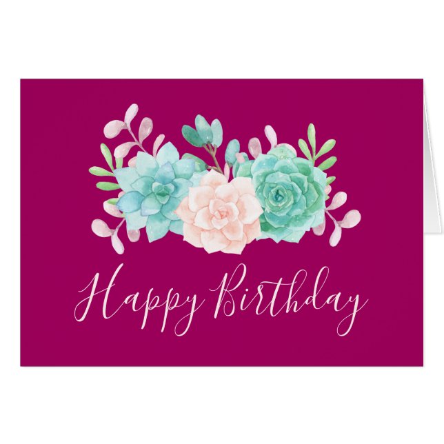 Pastel Pink & Green Floral Bouquet Birthday (Front Horizontal)