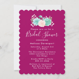 Pastel Pink & Green Floral Bouquet Bridal Shower Invitation
