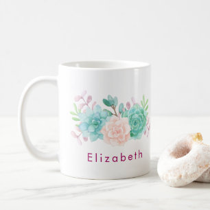 Pastel Pink & Green Floral Bouquet Coffee Mug