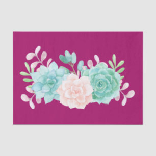 Pastel Pink & Green Floral Bouquet on Magenta Back Tissue Paper