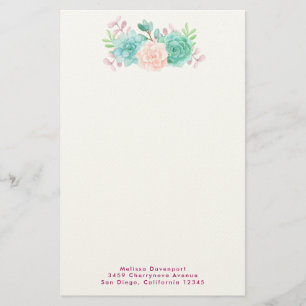 Pastel Pink & Green Floral Bouquet Stationery