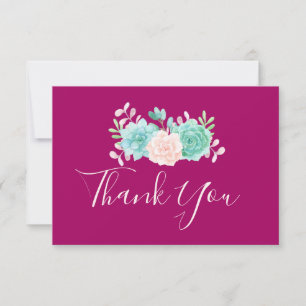 Pastel Pink & Green Floral Bouquet Thank You Card