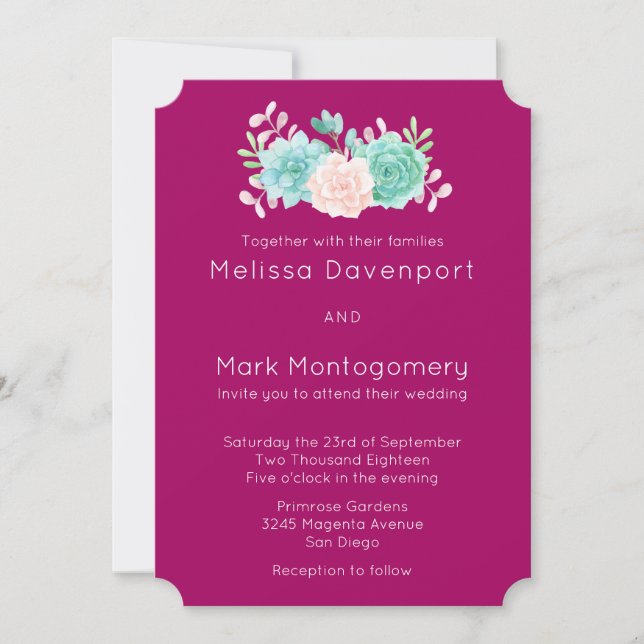 Pastel Pink & Green Floral Bouquet Wedding Invitation (Front)