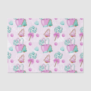 PASTEL PINK & GREEN LOLLIPOPS & CHRISTMAS COOKIES TISSUE PAPER