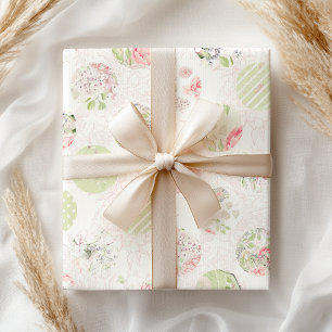 Pastel Pink Green Spring Shabby Floral  Wrapping Paper