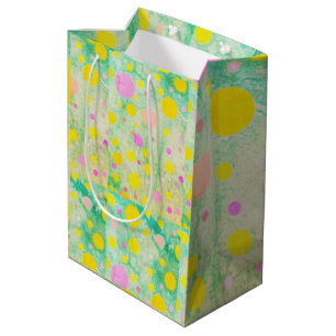 Pastel Pink, Greens and Yellow Circles Fun Design Medium Gift Bag