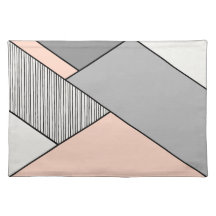 Pastel Pink, Grey, Black & White Modern Geometric