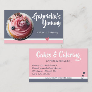 Pastel Pink Grey Cupcake Cake Photo Template Sweet Business Card