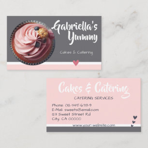 Pastel Pink Grey Cupcake Cake Photo Template Sweet Business Card