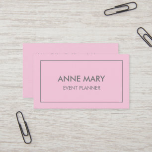 Pastel Pink Grey Grey Girly Event Planner Modern Business Card