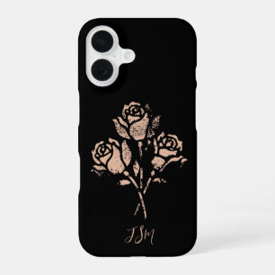 Pastel Pink Grunge Stamped Roses Initials iPhone 16 Case