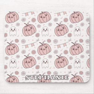 Pastel Pink Halloween Seamless Pattern (2) Mouse Mat