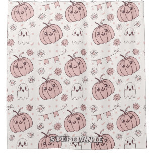 Pastel Pink Halloween Seamless Pattern (2) Shower Curtain