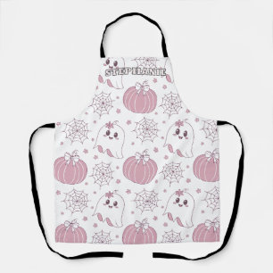 Pastel Pink Halloween Seamless Pattern (3) Apron