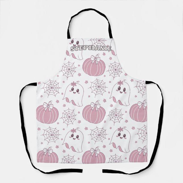 Pastel Pink Halloween Seamless Pattern (3) Apron (Front)