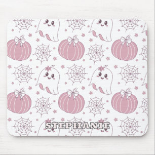 Pastel Pink Halloween Seamless Pattern (3) Mouse Mat