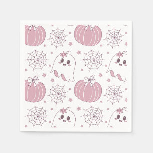 Pastel Pink Halloween Seamless Pattern (3) Napkin