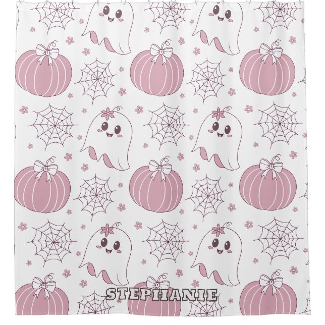 Pastel Pink Halloween Seamless Pattern (3) Shower Curtain (Front)