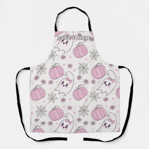 Pastel Pink Halloween Seamless Pattern (4) Apron