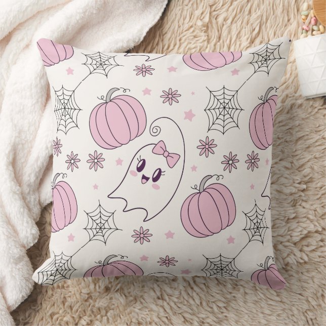 Pastel Pink Halloween Seamless Pattern (4) Cushion (Blanket)
