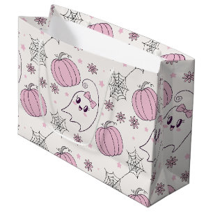 Pastel Pink Halloween Seamless Pattern (4) Large Gift Bag