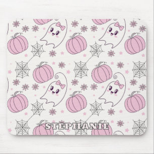 Pastel Pink Halloween Seamless Pattern (4) Mouse Mat