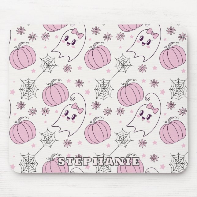 Pastel Pink Halloween Seamless Pattern (4) Mouse Mat (Front)