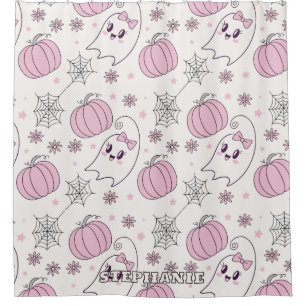 Pastel Pink Halloween Seamless Pattern (4) Shower Curtain