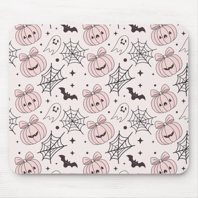 Pastel Pink Halloween Seamless Pattern (5) Mouse Mat (Front)