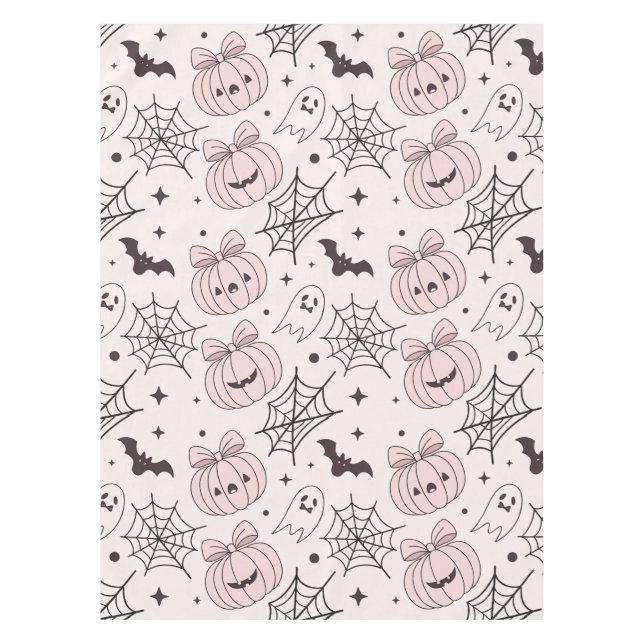 Pastel Pink Halloween Seamless Pattern (5) Tablecloth (Front)