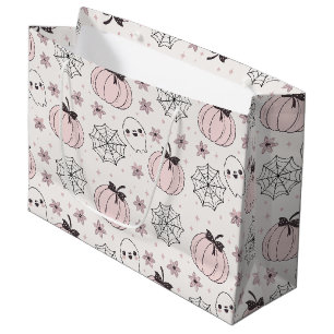 Pastel Pink Halloween Seamless Pattern Large Gift Bag