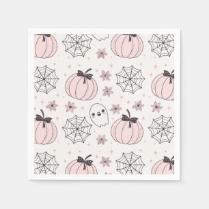 Pastel Pink Halloween Seamless Pattern Napkin