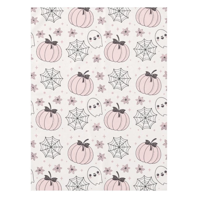 Pastel Pink Halloween Seamless Pattern Tablecloth (Front)