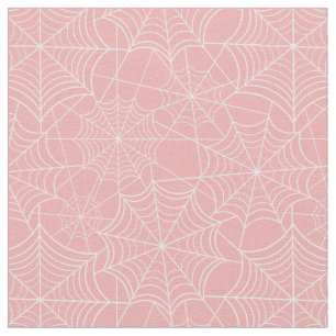 pastel pink halloween spider web fabric