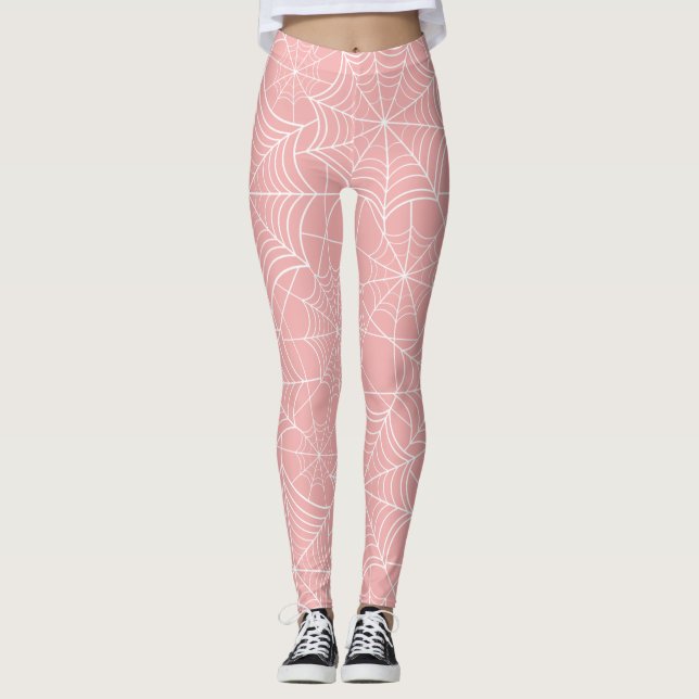 pastel pink halloween spider web leggings (Front)
