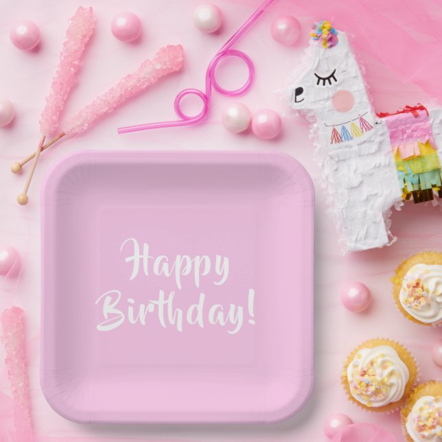 Pastel Pink Happy Birthday Plates (Party)