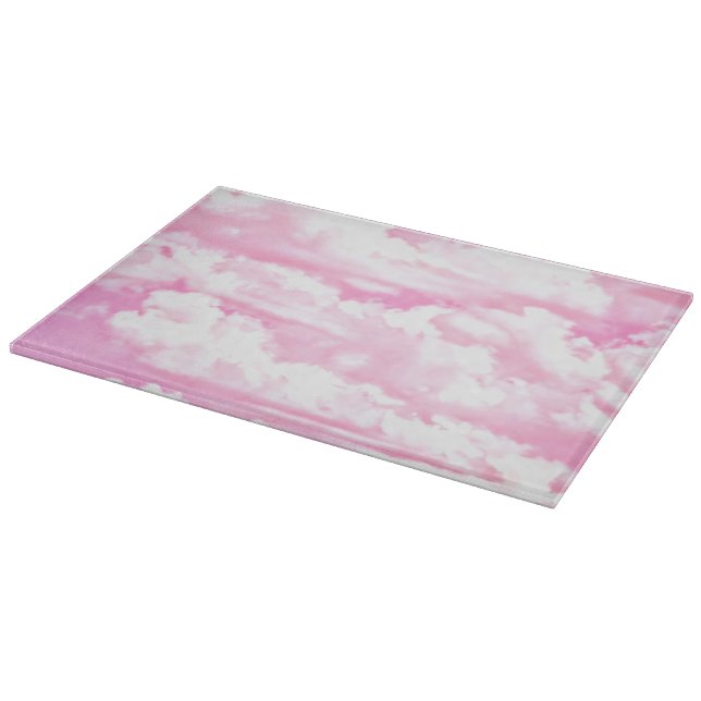Pastel Pink Happy Clouds Decoration Cutting Board (Corner)