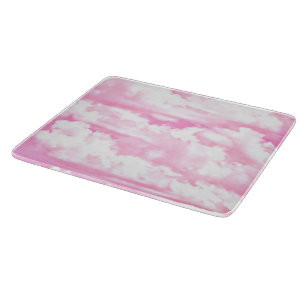 Pastel Pink Happy Clouds Decoration Cutting Board