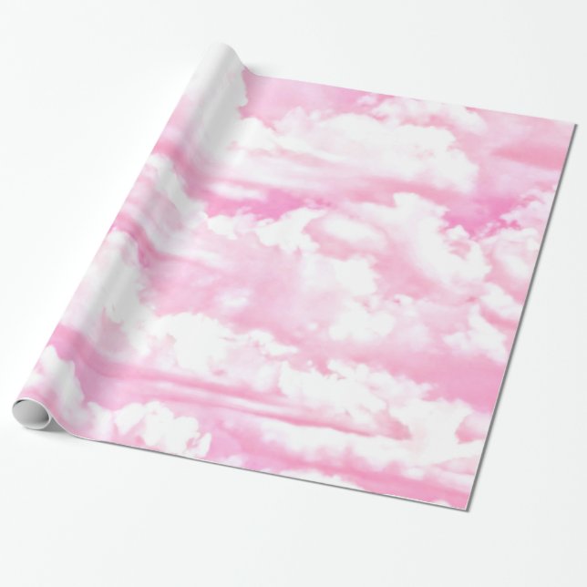 Pastel Pink Happy Clouds Decoration Wrapping Paper (Unrolled)
