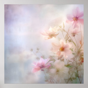 Pastel Pink Hazy Spring Petals Florals By Ava Poster