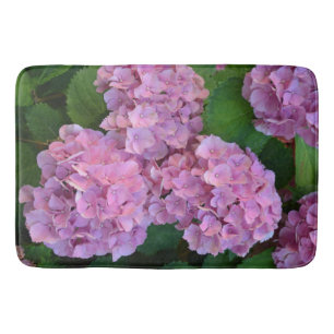 Pastel pink Hortensia hydrangea flowers  Bath Mat