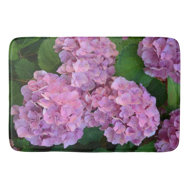 Pastel pink Hortensia hydrangea flowers  Bath Mat (Front)